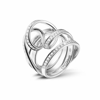 Gold ring - Exclusive BAUNAT stock sale (no 30 day return) - 0.77 carat diamond design ring in white gold (Available in size 55)
