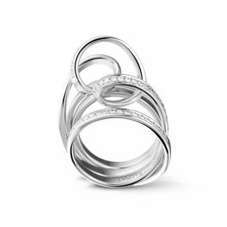 Gold ring - Exclusive BAUNAT stock sale (no 30 day return) - 0.77 carat diamond design ring in white gold (Available in size 55)