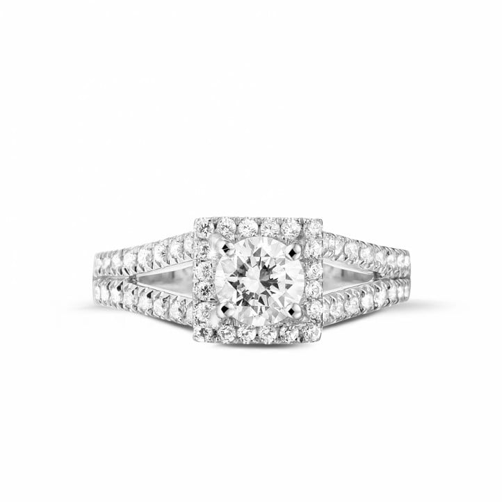 0.70 carat solitaire diamond ring in white gold with side diamonds
