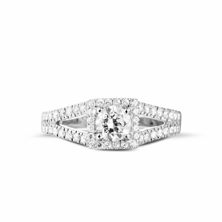 0.50 carat solitaire diamond ring in platinum with side diamonds