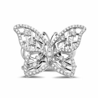 Rings - 0.75 carat diamond butterfly design ring in white gold