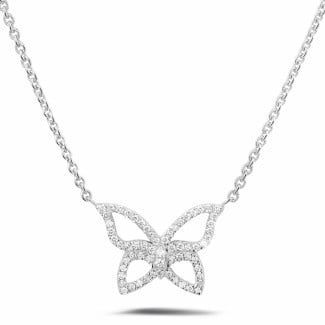 Gold necklace - 0.30 carat diamond design butterfly necklace in white gold