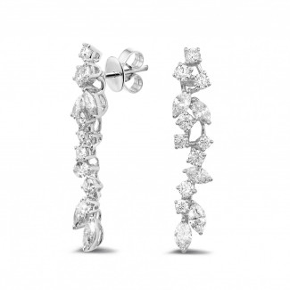 Earrings - 2.70 carat earrings in white gold with round and marquise diamonds