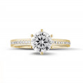 1.25 carat solitaire diamond ring in yellow gold with side diamonds