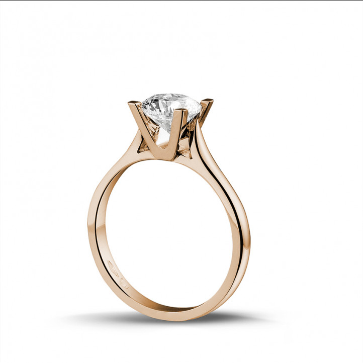 1.25 carat solitaire diamond ring in red gold