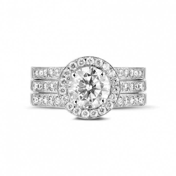 1.20 carat solitaire diamond ring in white gold with side diamonds