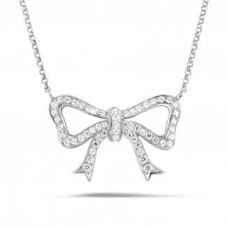 Necklaces - Necklace with diamond bow in white gold