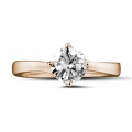 0.90 carat solitaire diamond ring in red gold