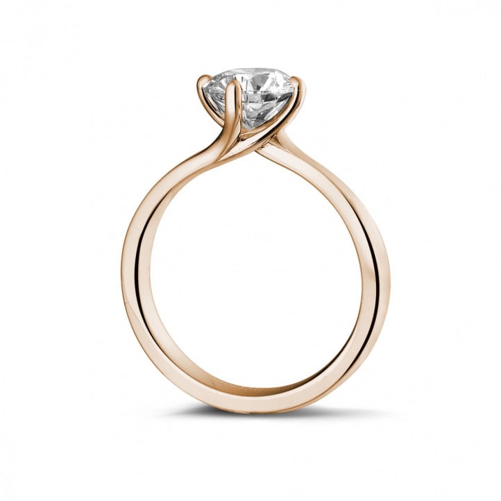 1.25 carat solitaire diamond ring in red gold
