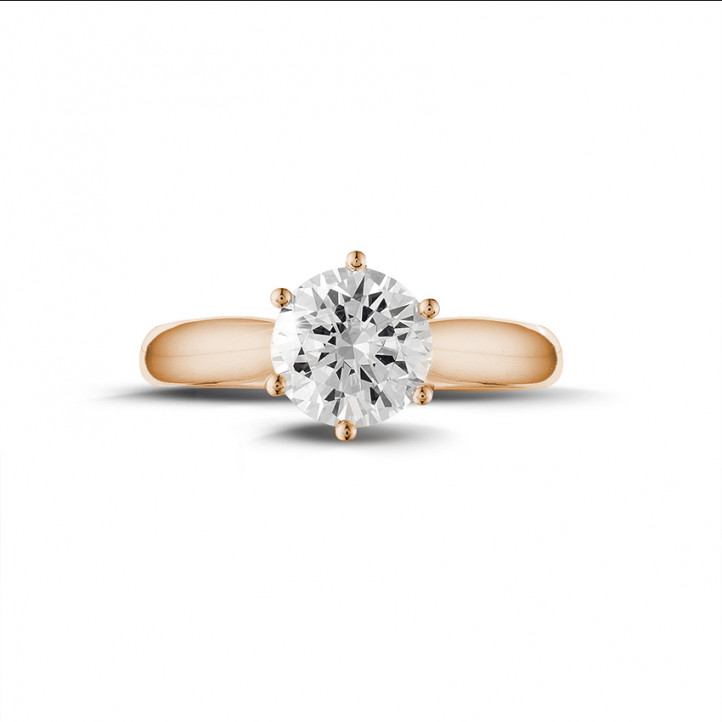 1.50 carat solitaire diamond ring in red gold