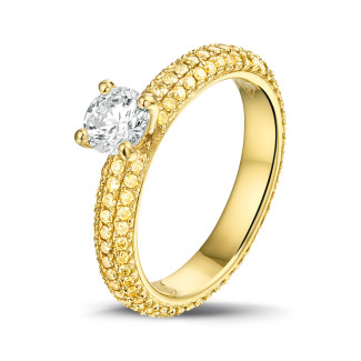 Rings - 0.50 carat solitaire ring (full set) in yellow gold with yellow side diamonds 