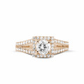 0.70 carat solitaire diamond ring in red gold with side diamonds