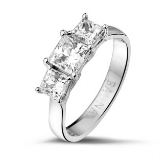 1.50 carat trilogy ring in platinum with princess diamonds