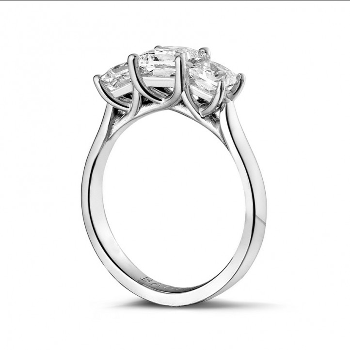 1.50 carat trilogy ring in platinum with princess diamonds