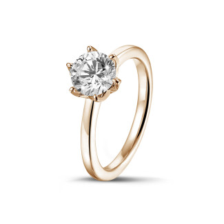 Engagement - BAUNAT Iconic 1.00 carat solitaire ring in red gold with round diamond
