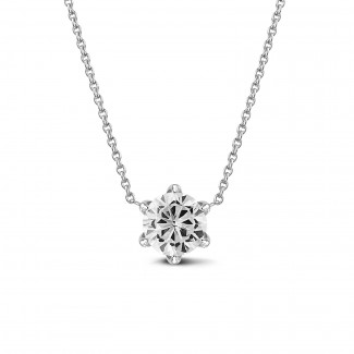 Diamond Pendants - BAUNAT Iconic 1.00 carat solitaire pendant in white gold with round diamond