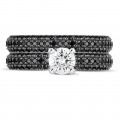 0.50 carat solitaire ring (half set) in white gold with black diamonds