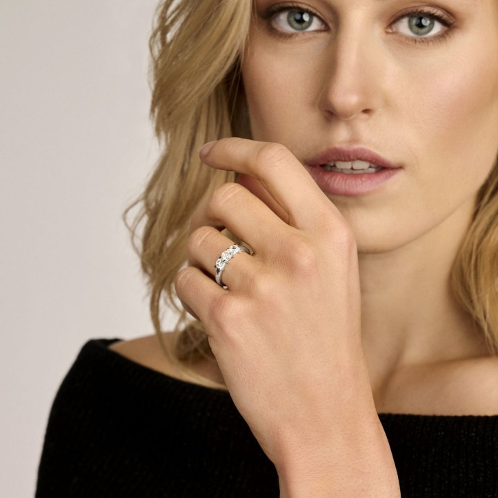 0.50 carat trilogy ring in platinum with round diamonds