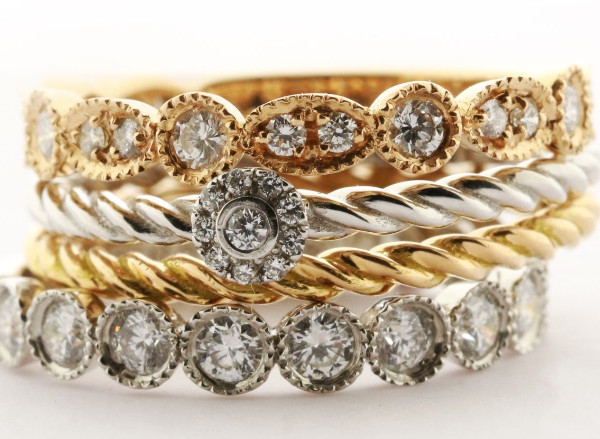 stackable rings on white background 
