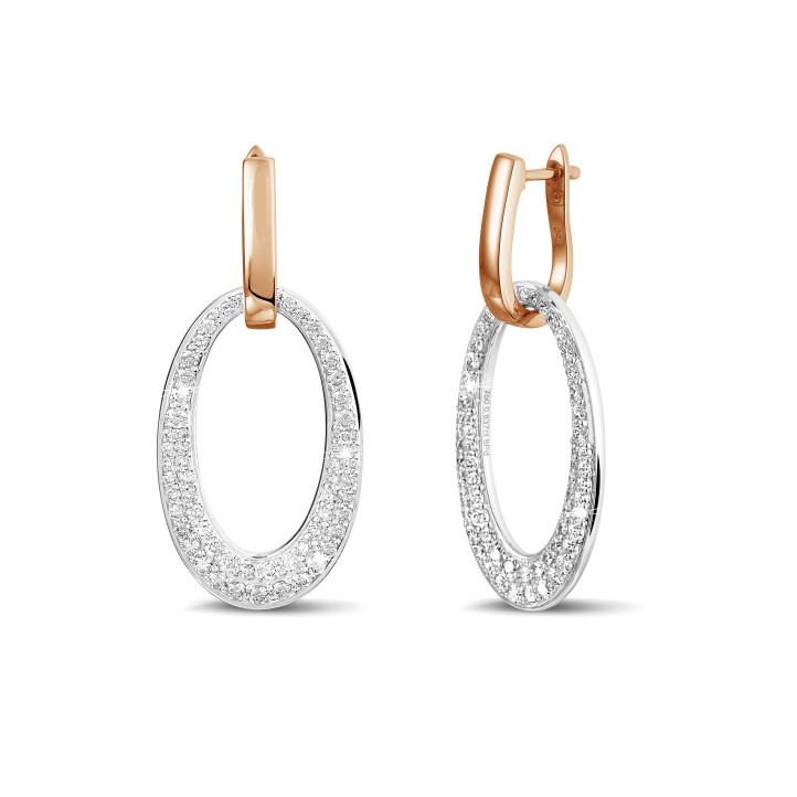 1.70 carat classic diamond earrings in red gold