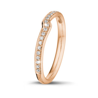Gold wedding rings - 0.20 carat curved diamond eternity ring (half set) in red gold