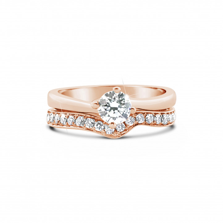 0.20 carat curved diamond eternity ring (half set) in red gold
