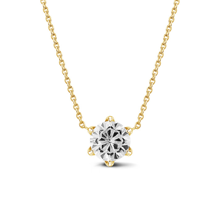 BAUNAT Iconic 0.50 carat solitaire pendant in yellow gold with round diamond