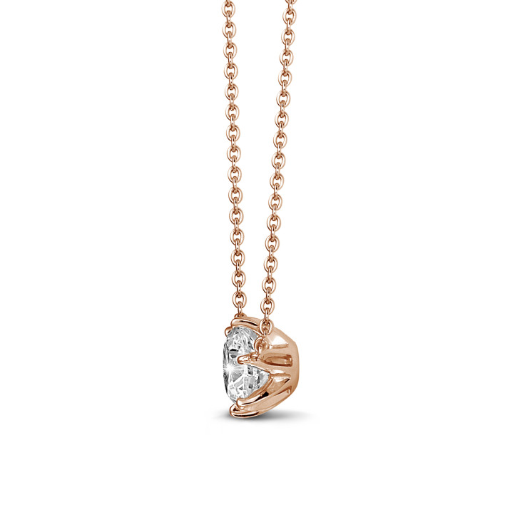 1.25 carat solitaire pendant in red gold with round diamond