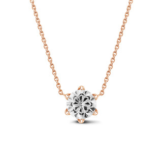 2.00 carat solitaire pendant in red gold with round diamond