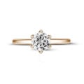 0.90 carat solitaire ring in red gold with round diamond