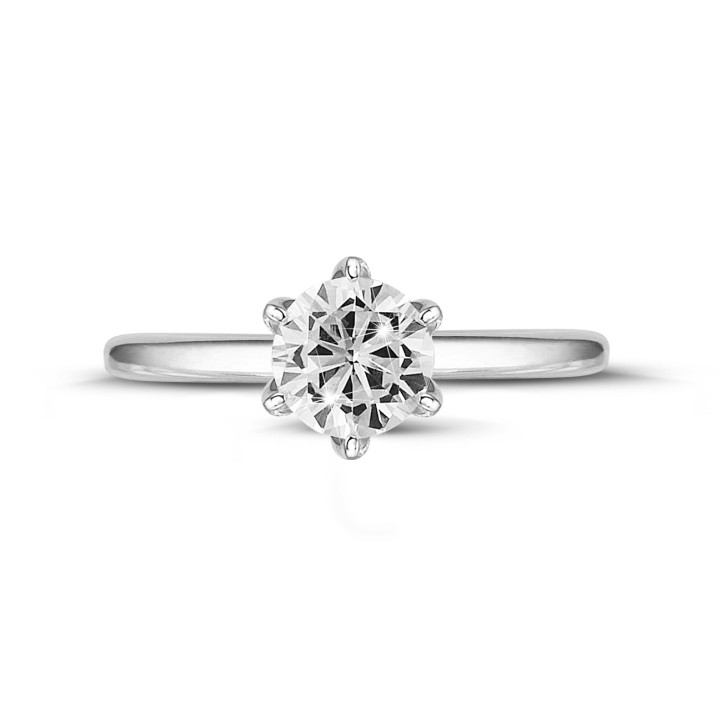 1.25 carat solitaire ring in white gold with round diamond
