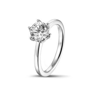 Engagement - 2.00 carat solitaire ring in white gold with round diamond
