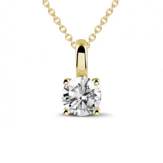 3.00 carat solitaire pendant in yellow gold with round diamond and four prongs