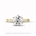 2.50 carat solitaire diamond ring in yellow gold with side diamonds