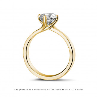 Engagement - 1.50 carat solitaire diamond ring in yellow gold
