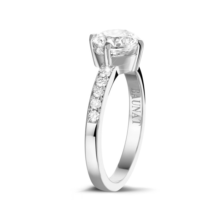 1.25 carat solitaire diamond ring in white gold with side diamonds