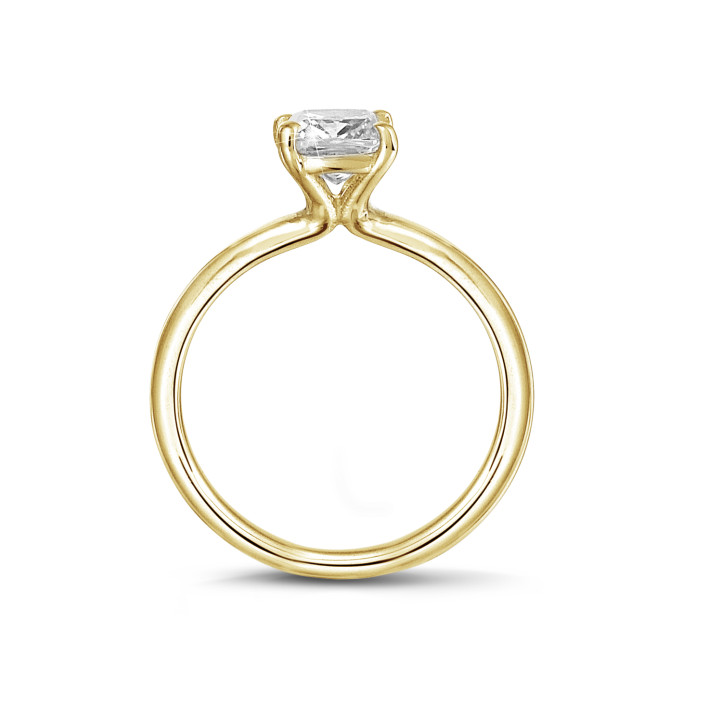 0.70 carat solitaire ring with a cushion diamond in yellow gold