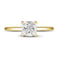 2.00 carat solitaire ring with a cushion diamond in yellow gold