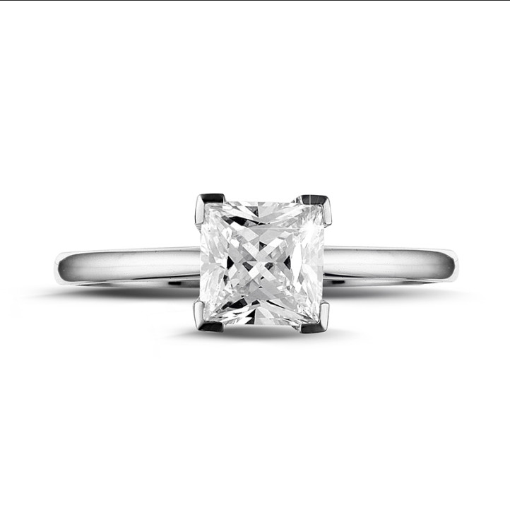 1.20 carat solitaire ring in platinum with princess diamond
