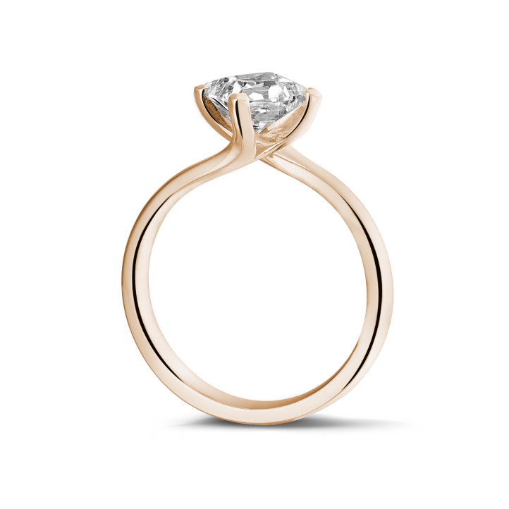 1.20 carat solitaire ring in red gold with princess diamond