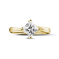 1.20 carat solitaire ring in yellow gold with princess diamond