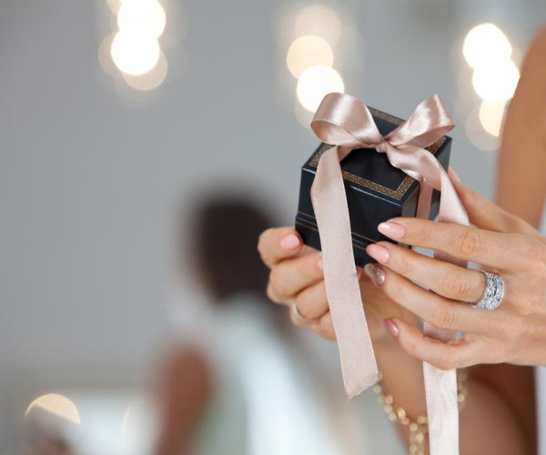 Black jewel gift box with a bow