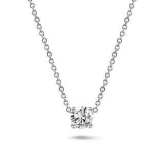 Necklaces - 1.00 carat solitaire pendant in white gold with round diamond