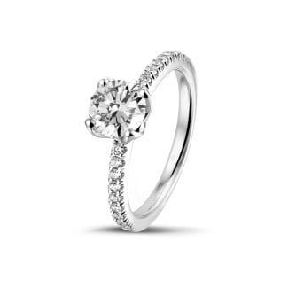 New Arrivals - 1.00 carat solitaire ring in white gold with side diamonds