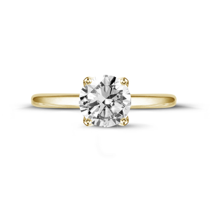 1.50 carat solitaire ring in yellow gold with round diamond