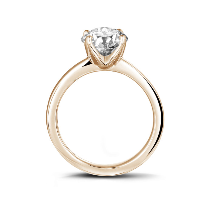 2.00 carat solitaire ring in red gold with round diamond