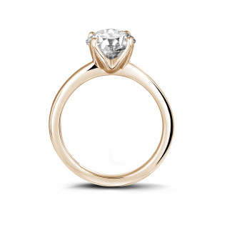 Rings - 2.00 carat solitaire ring in red gold with round diamond