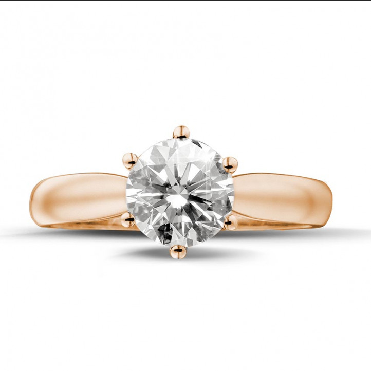 1.25 carat solitaire diamond ring in red gold