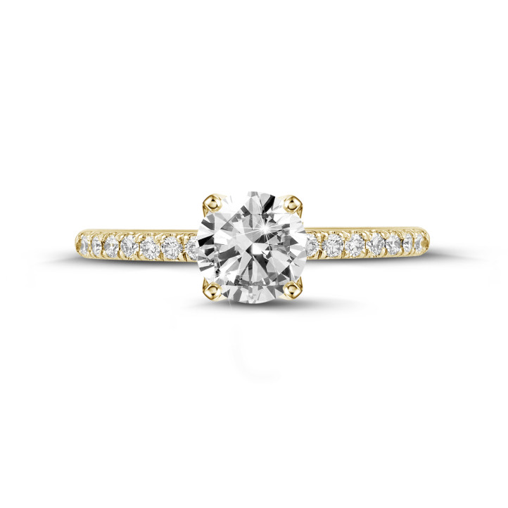1.25 carat solitaire ring in yellow gold with side diamonds