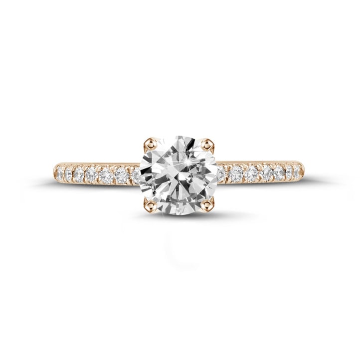 2.50 carat solitaire ring in red gold with side diamonds